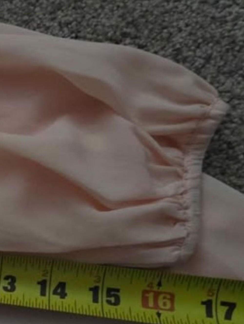 Light Peach Sheer Blouse Top, Open Shoulder, Elastic Sleeve. - Picture 6 of 7